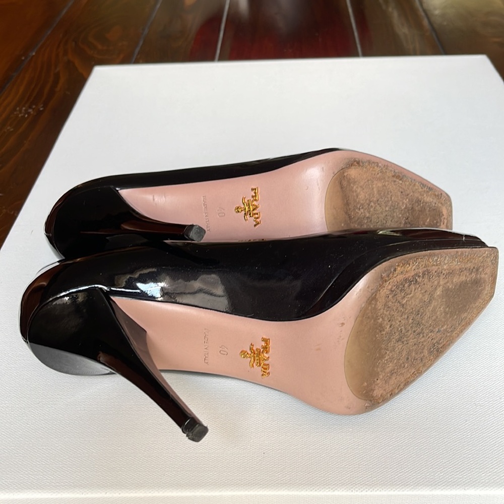 Prada Black Peep Toe Heels. Size 40. - Picture 5 of 7